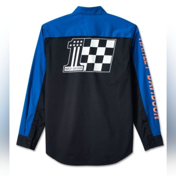 Harley-Davidson Men Regular XL Black and Blue Racing Pit Long Sleeve 112025 - Picture 2 of 8